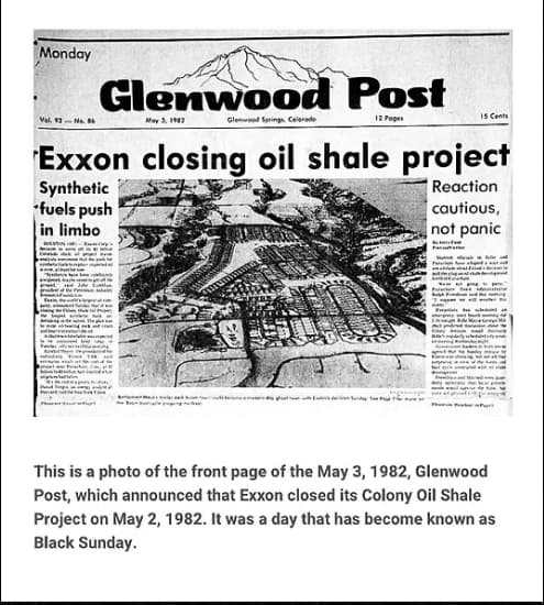 Greenwood Post Exxon closed its Colony Oil Shale Project